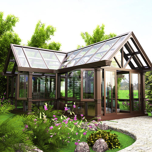 罗马柱温室定制别墅露台隔热音钢化玻璃房设计铝合金天井封阳台