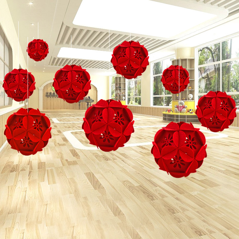 春节新年商场装饰布置店铺吊饰幼儿园走廊创意挂饰节日无纺布灯笼
