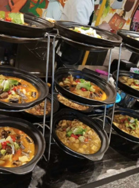 自助餐台餐厅饭店明档摆菜菜品展示盘商用架子砂锅架菜架火锅支架