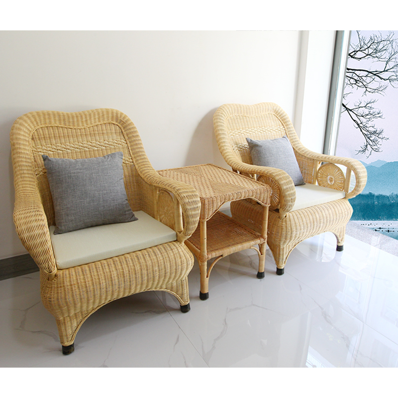 天然藤编沙发椅 家用客厅老人藤椅休闲单人高靠背户外会客真藤