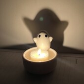 淘气小幽灵陶瓷烛台创意可爱趣味放置香薰小茶蜡烛底座器皿摆件