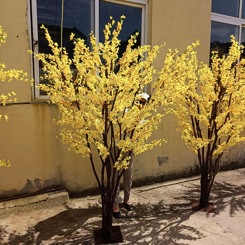 仿真迎春花树装饰大型花艺假树橱窗酒店户外氛围布置摆件商场装饰