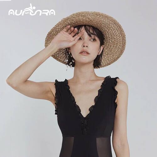 AUFUNRA泳衣女士连体遮肚显瘦游泳衣性感V领三角露背夏季新款泳装