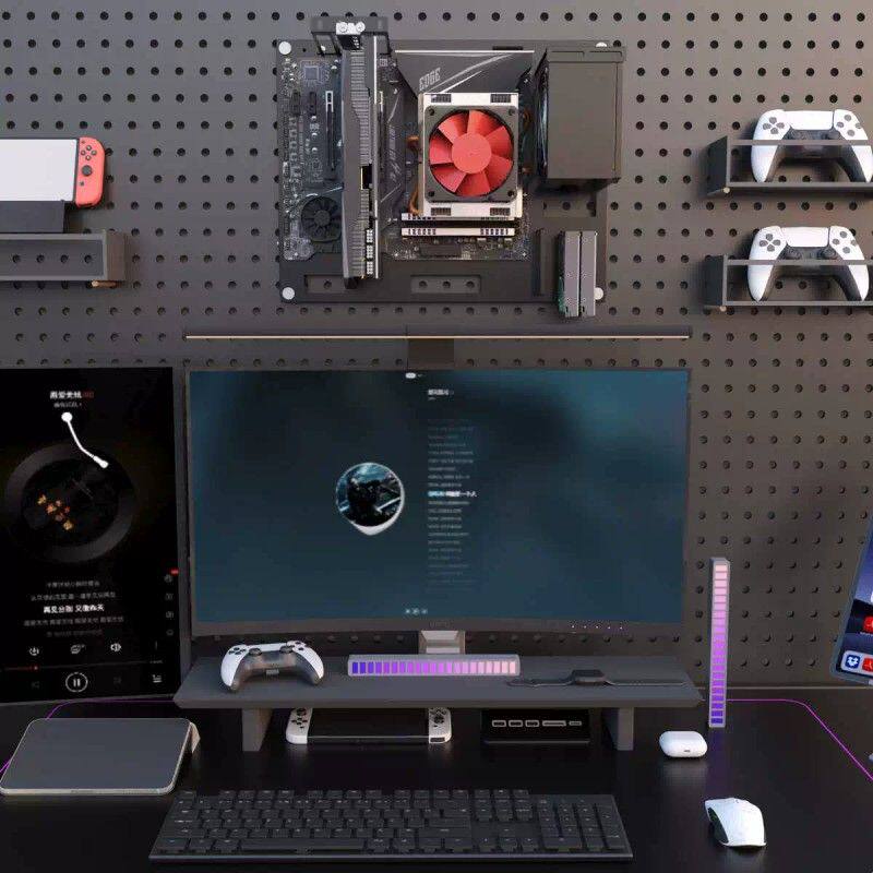 开放式 壁挂机箱 上墙挂洞洞板 主板托架测试平台 支持ATX MATX