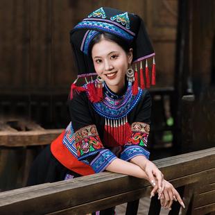 壮族服装女民族服装传统三月三少数民族服苗族成人舞蹈演出服盛装