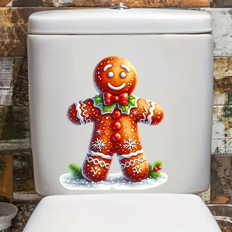 圣诞姜饼人马桶盖水箱冰箱贴可爱卡通装饰贴纸节日创意家居贴画