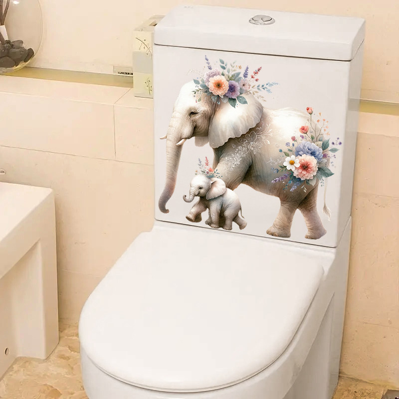 马桶贴马桶盖装饰墙贴纸卫生间厕所创意大象自粘贴画冰箱水箱PVC