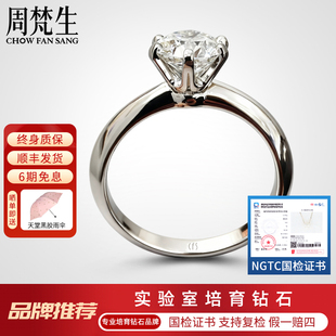 周梵生【培育】钻石戒指/项链一克拉925银人工人造锁骨链求婚钻戒