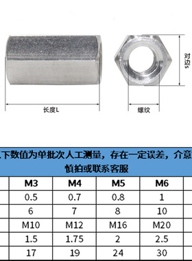 304不锈钢DIN6334外六角加长螺母加厚接头丝连接模具螺帽M5-M16