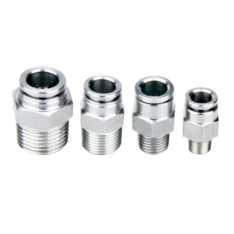 304不锈钢气管快m速接头快插气动快接螺纹高压气嘴直通对接元件NP