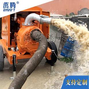 清除鱼塘淤泥污水泵6寸大流量柴油机水泵300立方米移动式污水泵