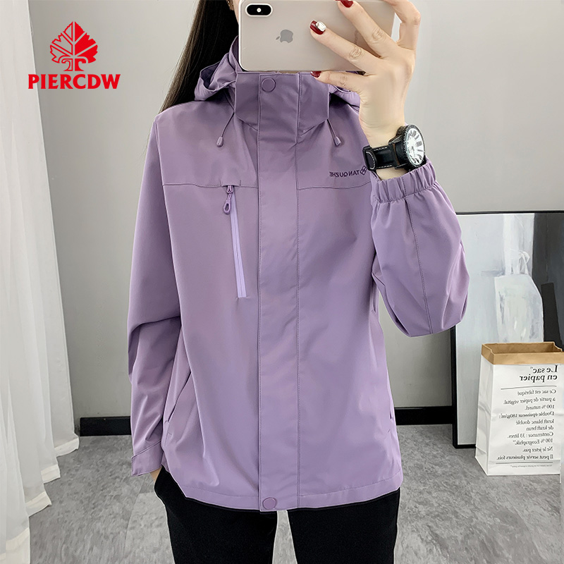 帕瑞萨/PIERCDW冲锋衣女春秋休闲户外徒步防水防风中老年工装外套