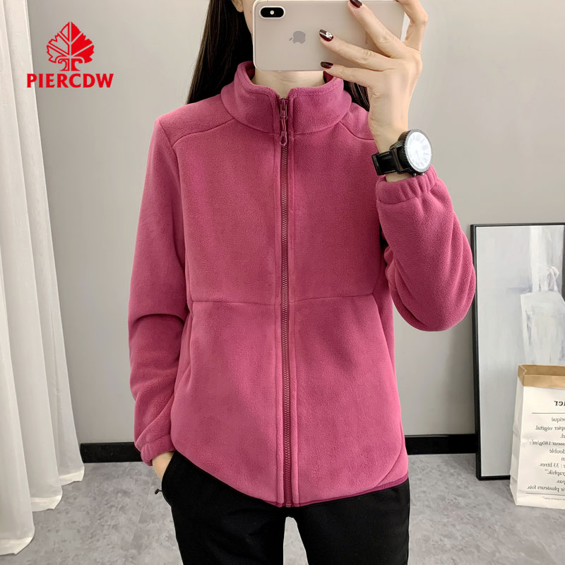 帕瑞萨/PIERCDW摇粒绒户外中老年立领抓绒衣加绒加厚开衫外套女款图片