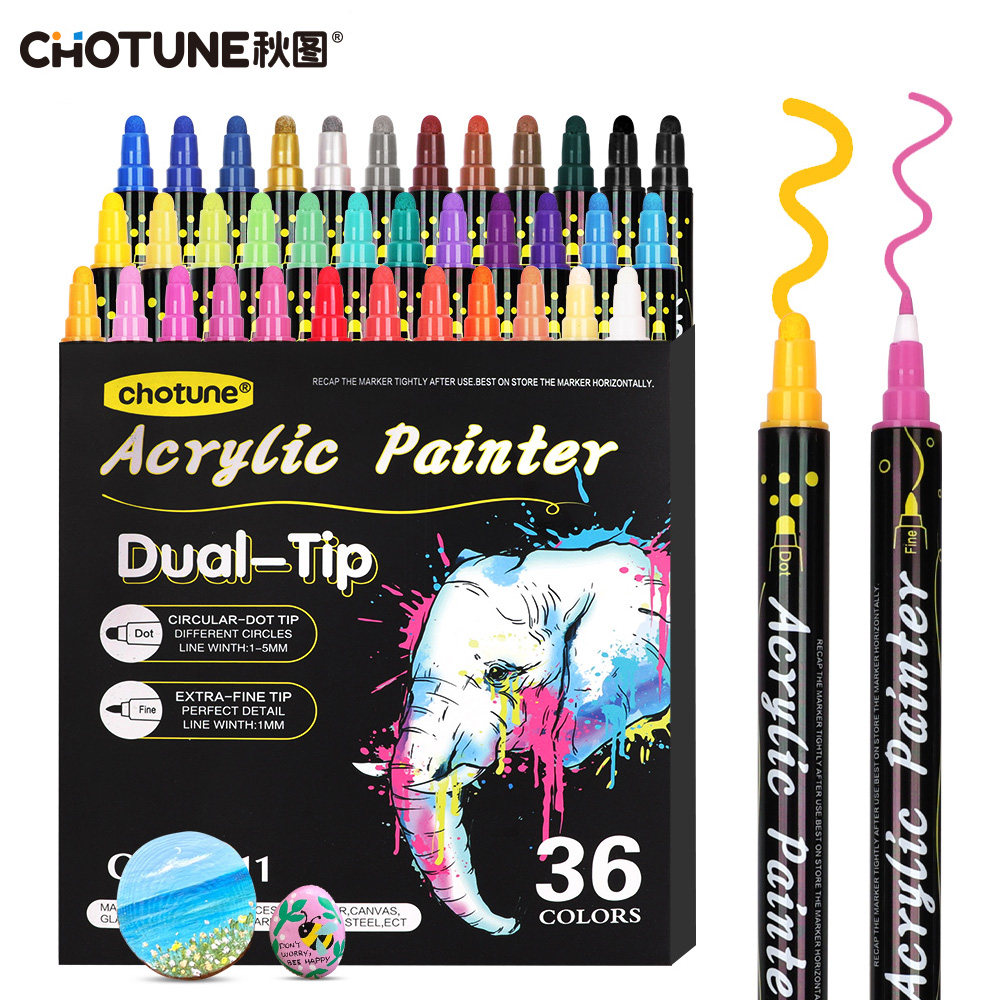 CHOTUNE 双头丙烯马克笔嘟嘟头手账彩色记号笔签名笔贺卡绘画涂鸦防水无毒大容量