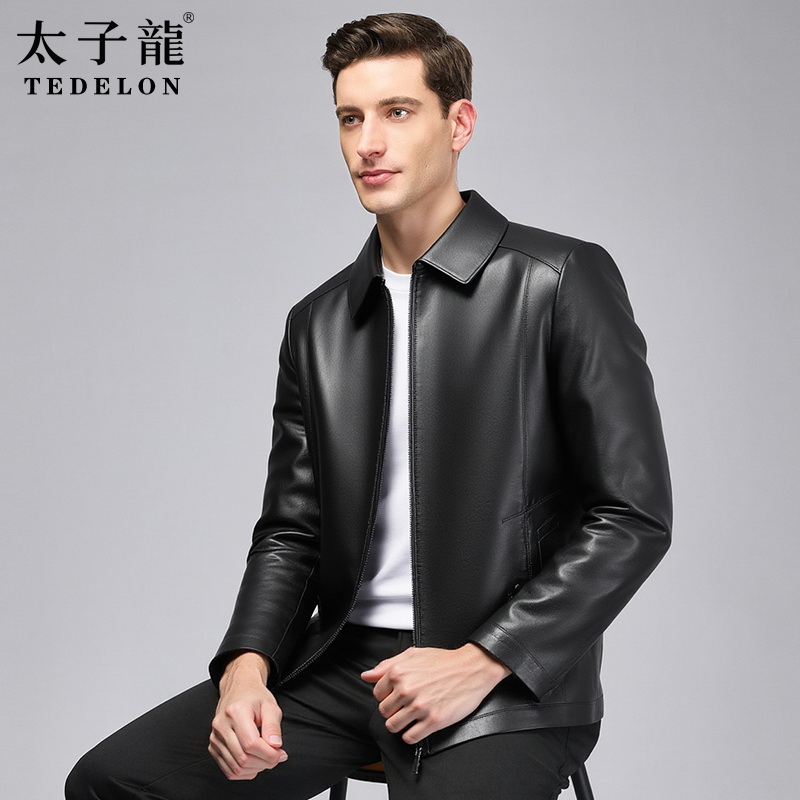 太子龙男士翻领PU皮衣男夹克外套