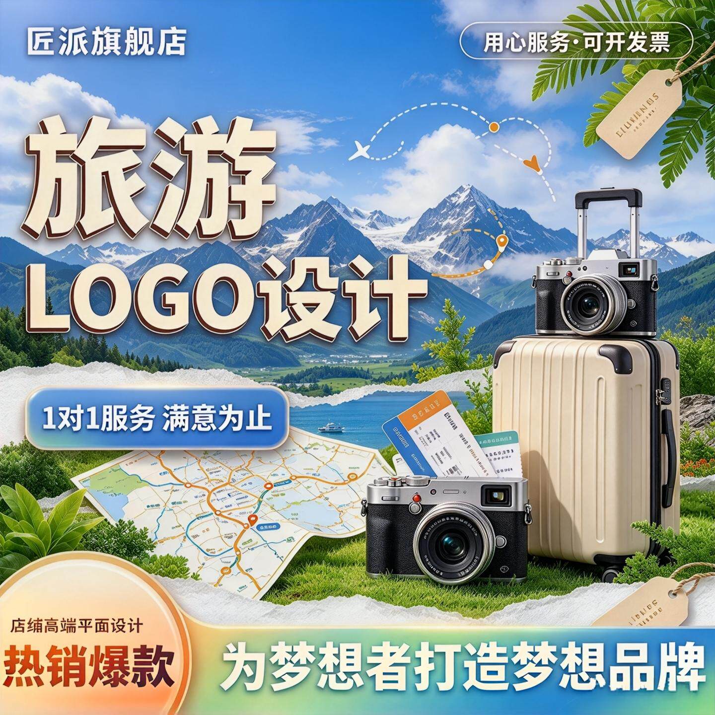 旅游LOGO设计旅行社文旅商标logo景区民宿品牌标志店铺VI标识图标