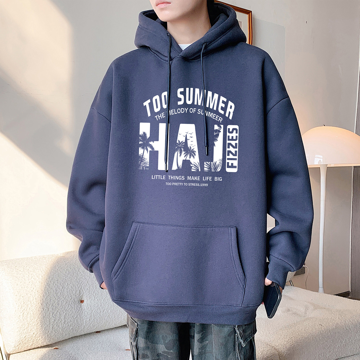 春秋季新款美式重磅连帽卫衣男oversize港风休闲高街宽松衣服潮牌