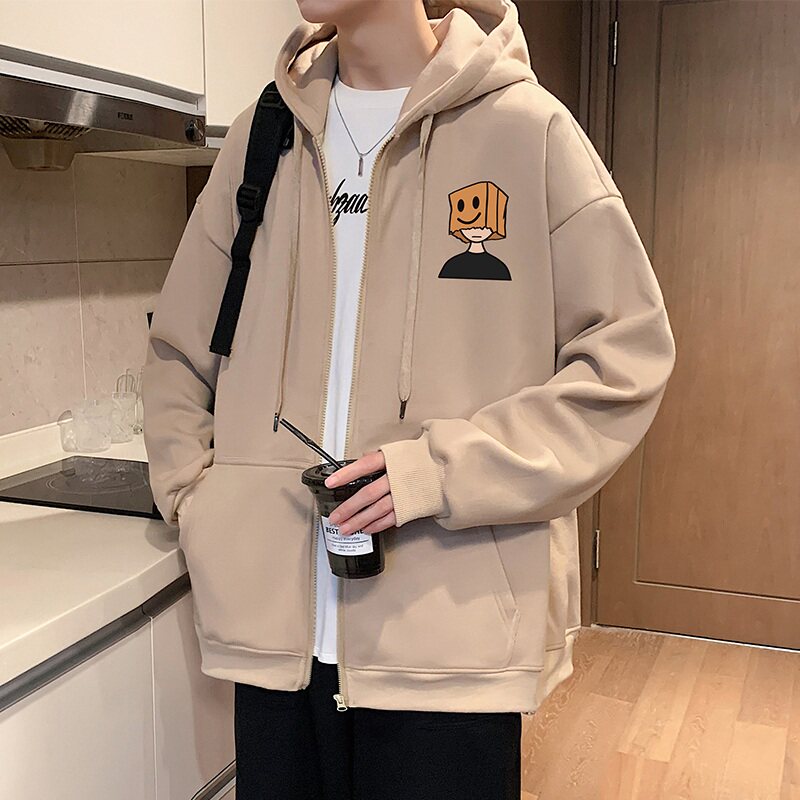 美式重磅拉链开衫卫衣春秋季hiphop潮牌宽松百搭上衣连帽港风外套