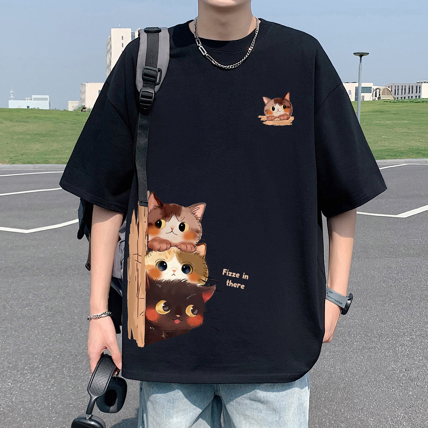 短袖t恤男夏季新款潮牌宽松大码体恤oversize高街半袖打底衫上衣