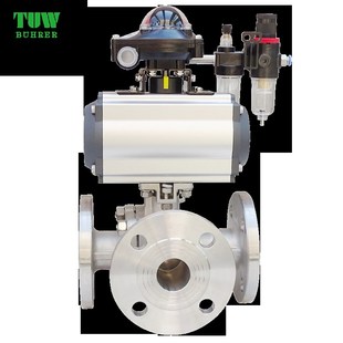 气动三通球阀 304不锈钢T/L型法兰换向阀Q645F软密封 Q644F切断阀