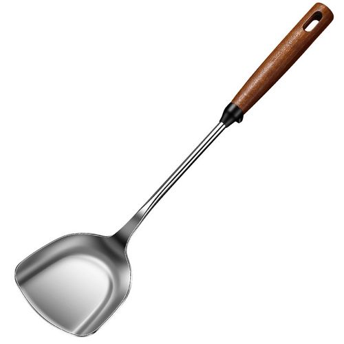 316不锈钢锅铲家用加长木柄汤勺漏勺套装煎铲线漏304加厚炒菜铲子