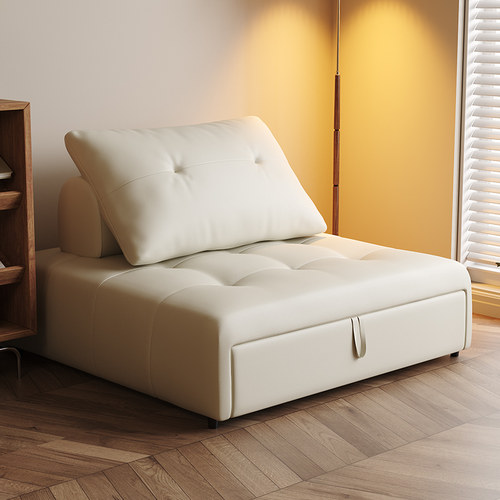 奶油风小户型客厅单人沙发床折叠两用2024新款多功能无扶手伸缩床