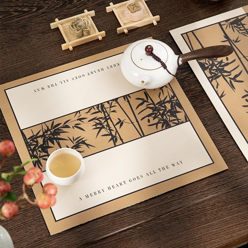 墨韵竹林吸水干燥硅藻泥方形茶垫硅新中式茶盘杯垫双面防滑沥水垫