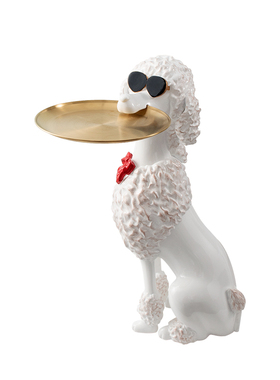 贵宾犬落地摆件客厅茶几迎宾狗家居装饰品托盘沙发电视柜旁边大号