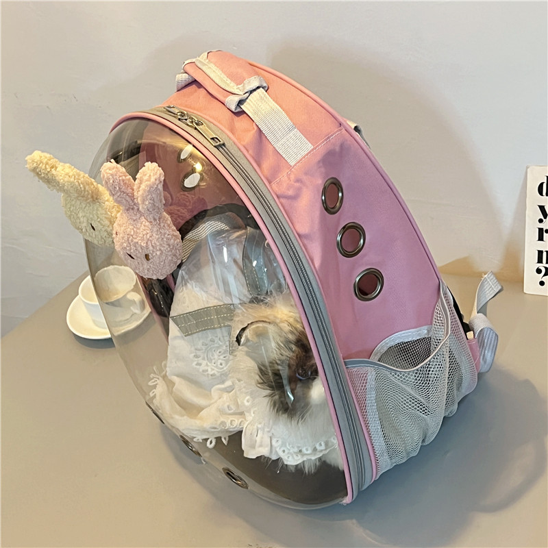 狗包猫包外出便携太空舱可爱粉色手提双肩包透明宠物背包猫咪用品