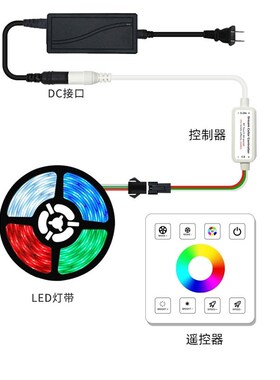 86面板遥控迷你幻彩跑马控制器2812灯带2811灯条全彩流水LED调光