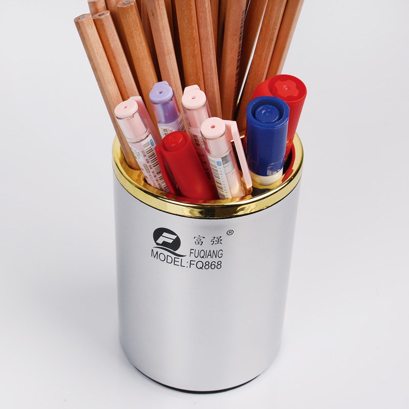 FQ868创意时尚笔筒圆形笔座桌面笔桶收纳盒办公文具用品富强