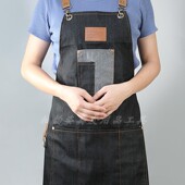 美发理发工作技师服防污单面牛仔围裙焗油围布大中工服染发衣围布