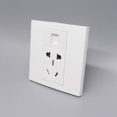 86型五孔电源电话插座二三插RJ11语音电话线插口五孔电话开关面板