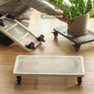 长方形移动花盆托盘铁艺带轮滚轮万向轮透气加厚大号四方绿植底座