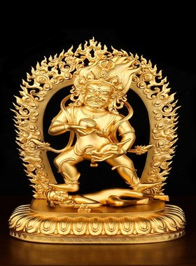 纯铜水陆供家用黑财神供水碗水财神金色紫色立体雕花桌面摆件