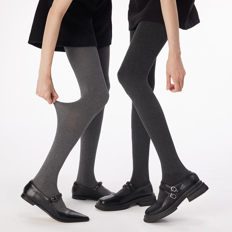 棉质灰色连裤袜女春秋外穿微压显瘦秋冬加绒美腿高腰黑色打底裤袜