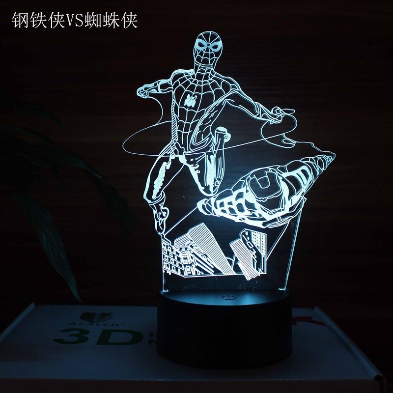 奥创纪元钢铁侠3D小夜灯卧室儿童房插电led立体创意台灯男生宿舍
