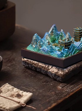 山川逐青千里江山中国风桌面摆件客厅办公室茶室乔迁开业礼物