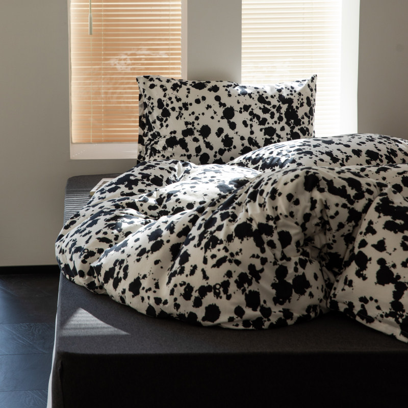 复古黑白裸睡天竺棉四件套全棉纯棉超柔软针织被套床笠款床上用品