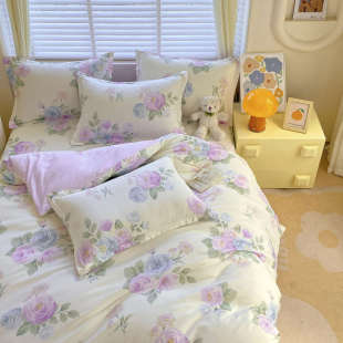 四季 海棠花全棉被套单件单人1.5米1.8m双人200x230纯棉斜纹被罩 款