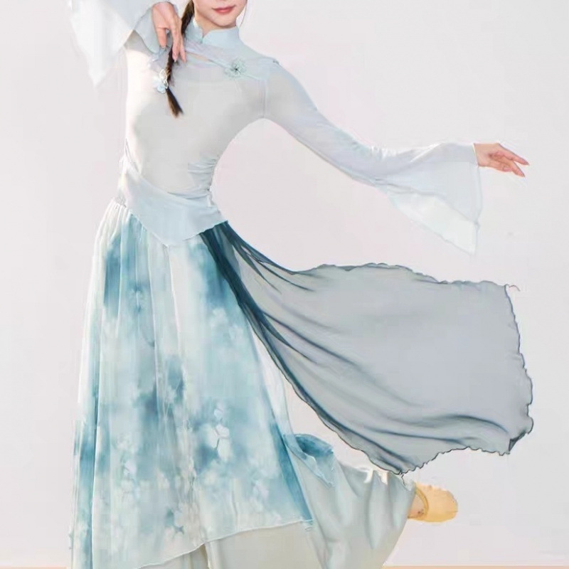 古典舞身韵纱衣舞蹈演出服网眼套装中国舞民族练功服形体服