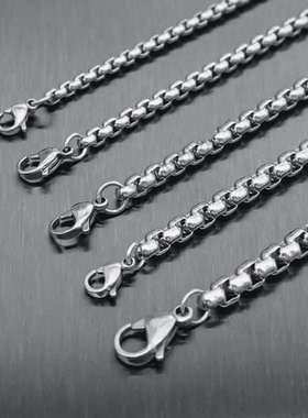 ROCK PUNK日韩简约长款方项链嘻哈锁骨链素款百搭钛钢毛衣链配链