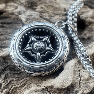 ROCK PUNK时尚轮胎形状项链潮人复古高级感嘻哈双面挂件男士吊坠