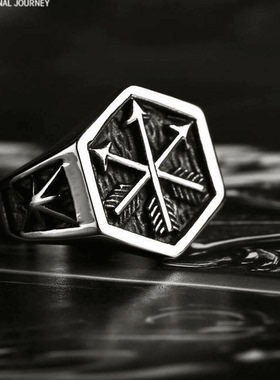 Rock Punk 朋克风潮牌复古个性箭头戒指欧美男士简约小众百搭霸气