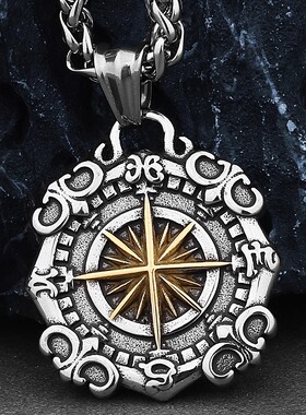 欧美星海罗盘钛钢吊坠