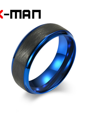 跨境亚马逊碳化钨钢哑光拉丝双色戒指环男士轻奢风钨金防刮蹭手饰