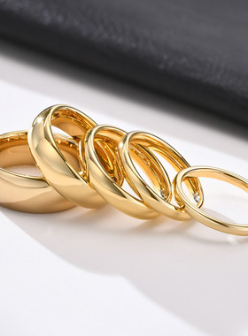 couple ring饰品男女光面素圈钨钢情侣戒指细对戒ins金色CTR-011