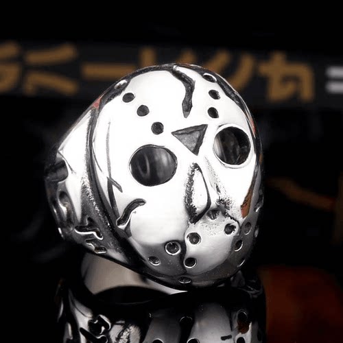 Rock Punk 朋克风潮牌视饰品创意男士钛钢戒指黑色星期五暗黑指环
