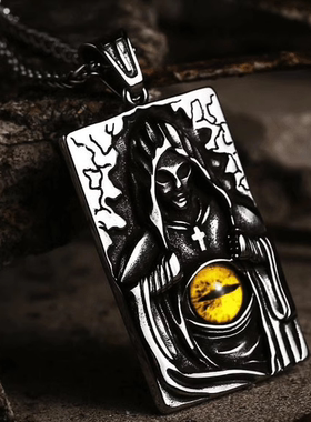 ROCK PUNK小众欧美死神恶魔之眼吊坠个性朋克做旧钛钢创意潮项链