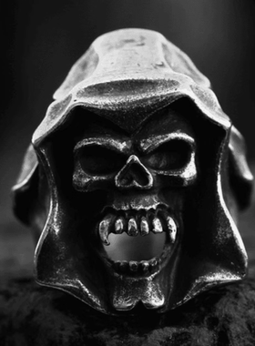 ROCK PUNK朋克霸气炫酷死神骷髅戒指小众复古个性欧美做旧首饰品